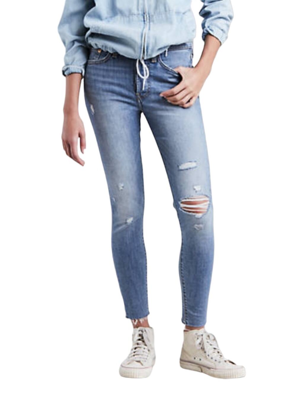 Levi's Wedgie Skinny Destructed Blue Jeans
